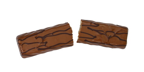 Chocolate covered marzipan bars isolated on a white background with clipping path