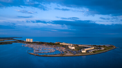 Aerial panoramic view of the Fehmarn Insel in North Sea in Germany