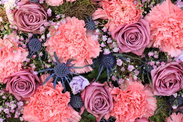 Carnations and roses