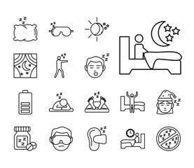 bundle of Insomnia line style icons