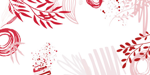 Create your own design with these graphic items. Trendy geometric forms, textures, strokes, abstract and floral decor elements. Floral botanical organic abstract background with hand drawn art brush