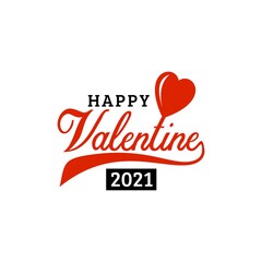 Typography Valentine with Heart Love Logo Design 2021