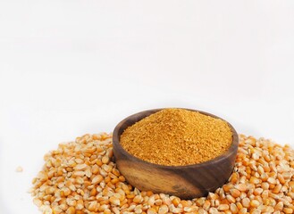 Corn ddgs grain meal on white background 