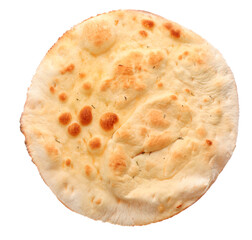 Traditional Italian focaccia bread isolated on white, top view