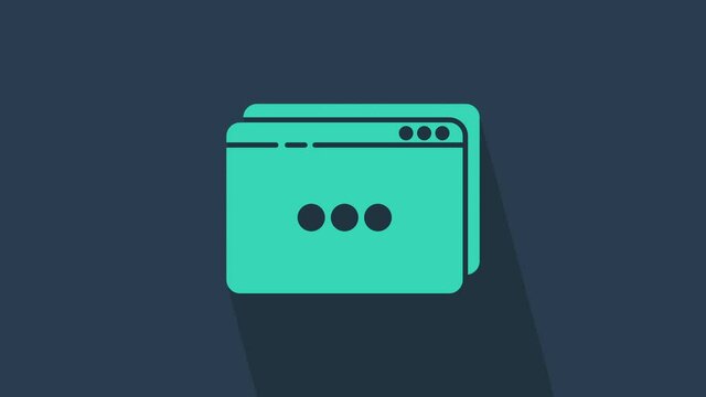 Turquoise Website template icon isolated on blue background. Internet communication protocol. 4K Video motion graphic animation.