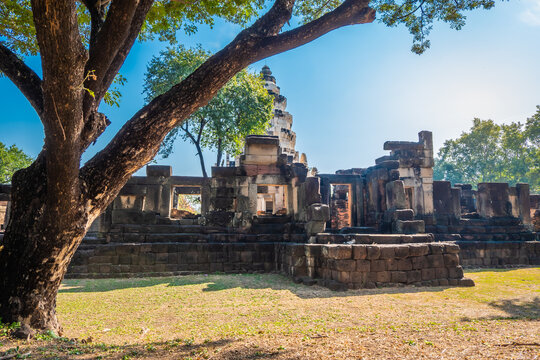 Prasat Hin Phanom Wan Historical Park, Nakhon ratchasima, Thailand. Built from sandstone in ancient Khmer times