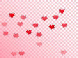 Beautiful red hearts falling vector illustration.