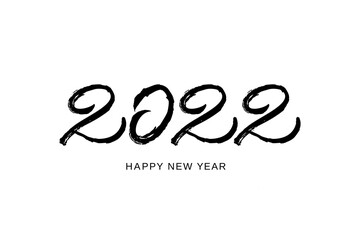 2022 design template for new year black and white. Brush and ink lettering.