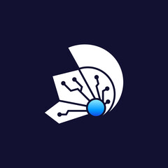 tech spartan logo, spartan helmet template in flat white and blue color style