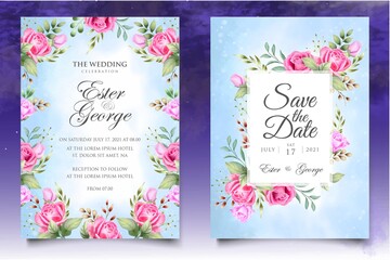 Beautiful Watercolor Floral Wedding Invitation Template