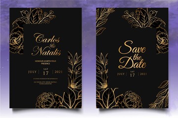 Elegant hand drawing floral wedding invitation template © yudhistira300817