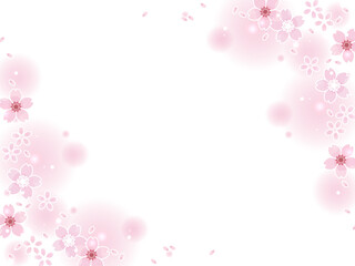 桜の花のイラスト素材、フレーム、背景、春の花