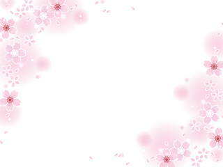Fototapeta na wymiar 桜の花のイラスト素材、フレーム、背景、春の花