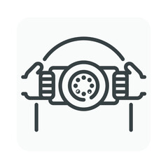 Stainless steel liquid storage tank or vessel manufacturer vector icon. Use in factory plant for food ,chemical , pharmaceutical, dairy product, fruit juice, beverage and health production industry.