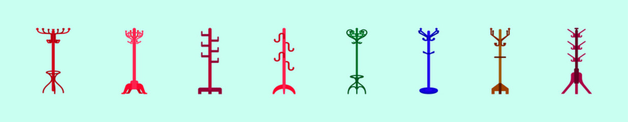 set of coat stand cartoon icon design template with various models. vector illustration isolated on blue background