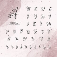 Floral Glypsh Monogram Vector 