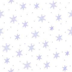 Seamless pattern with snow and hand drawn snowflakes on white background,christmas and new year illustration for wrapping paper,packaging design and printing on fabric , world snow day