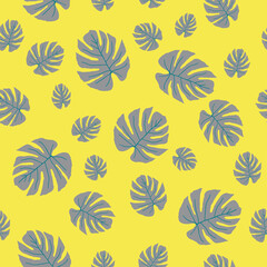 Seamless pattern from monstera leaves.