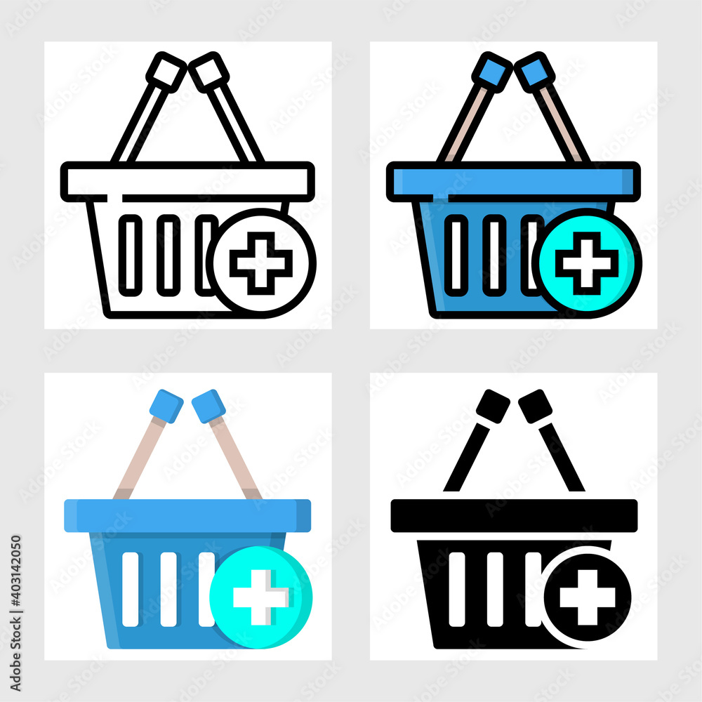 Poster add to basket icon vector design in filled, thin line, outline and flat style.