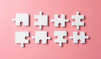 Eight pieces of a puzzle,solving problems in business,Innovation and teamwork in company.