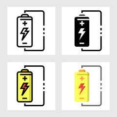 Battery energy icon vector design in filled, thin line, outline and flat style.