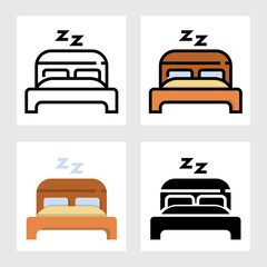 Bed icon vector design in filled, thin line, outline and flat style.