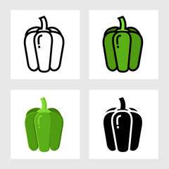 Bell pepper icon vector design in filled, thin line, outline and flat style.