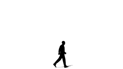 Walking silhouette senior person cartoon animation. Loop animation ( 4K video )..