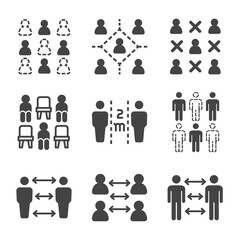 social distancing icon set,vector and illustration