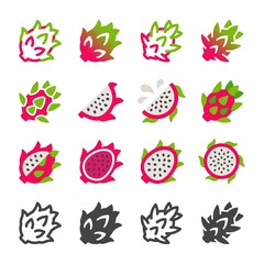 dragon fruit icon set,vector and illustration