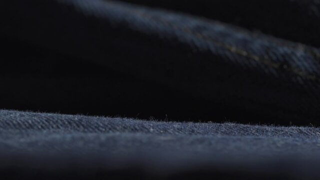Macro Shot Of Denim Jeans Clothing Textiles, Indigo Blue Fabric Material