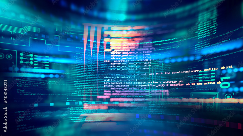 Aufkleber Programming code abstract technology background of software developer and  Computer script