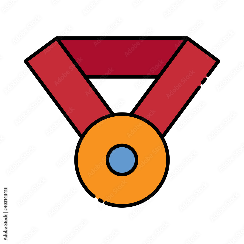Poster medal lineal color icon, award. linear style sign for mobile concept and web design. champion symbol