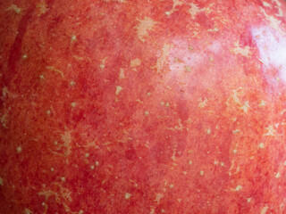 完熟した真っ赤な林檎の皮のクローズアップ。