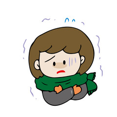 寒がる女性　マフラー　冬　冷え性