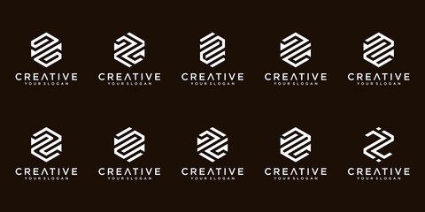 Set of creative abstract monogram letter z logo design collection