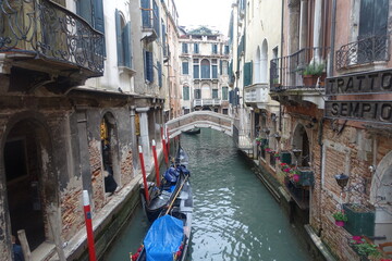 Fototapeta na wymiar Canal and buildings photo taken in Venice, Italy