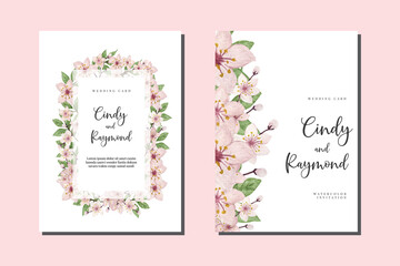 Cherry blossoms Watercolor Wedding Invitation Elegant Floral Design, Sakura Flower