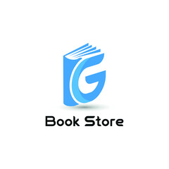 Initial letter G book for bookstore, book company, publisher, encyclopedia, library, education logo concept