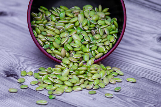 View of green lima beans (also known as mocha kottai in tamil language).