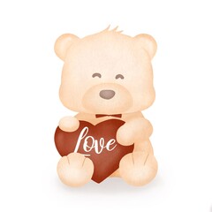 teddy bear with heart shaped pillow 