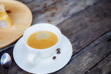 Coffee cup on wooden.