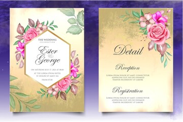 Beautiful Watercolor Floral Wedding Invitation Template
