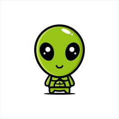 cute alien character design has a six pack body