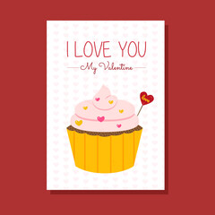 Valentine card with cupcake