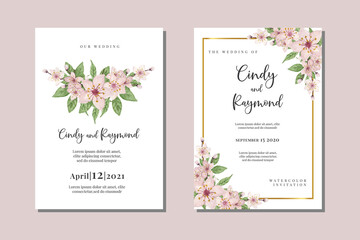 Cherry blossoms Watercolor Wedding Invitation Elegant Floral Design, Sakura Flower