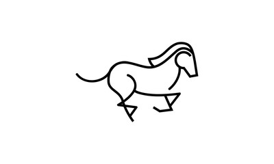 Creative Vector Illustration Logo Design. Run Horse Line Concept.
