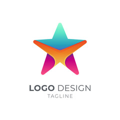 Star logo template with modern 3d concept in multiple color