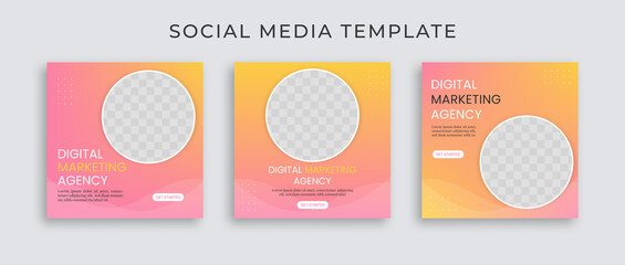 Modern gradient social media post template. Web banner square for ads.