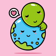 cute alien love earth character design
